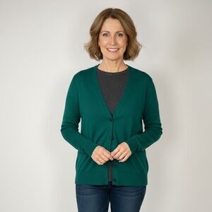 Designer Originals NWT Green Cotton Blend Cardigan Large